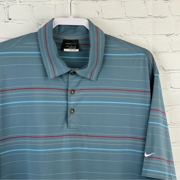 Nike Golf Fit Dry Breathable Mens Large Polo Shirt Gray Striped - Picture 3 of 6